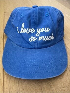 Blue Embroidered 'I Love You So Much' Baseball Cap
